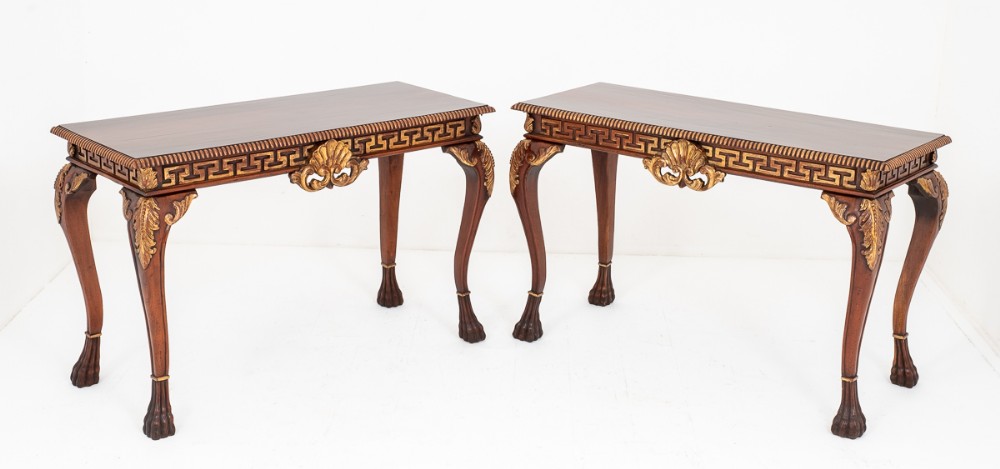 Pair of Mahogany and Gilt Console Tables