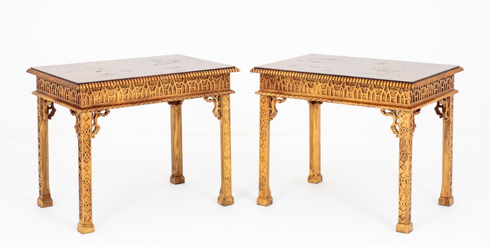 Superb Pair of Chippendale Style Chinoiserie Side tables