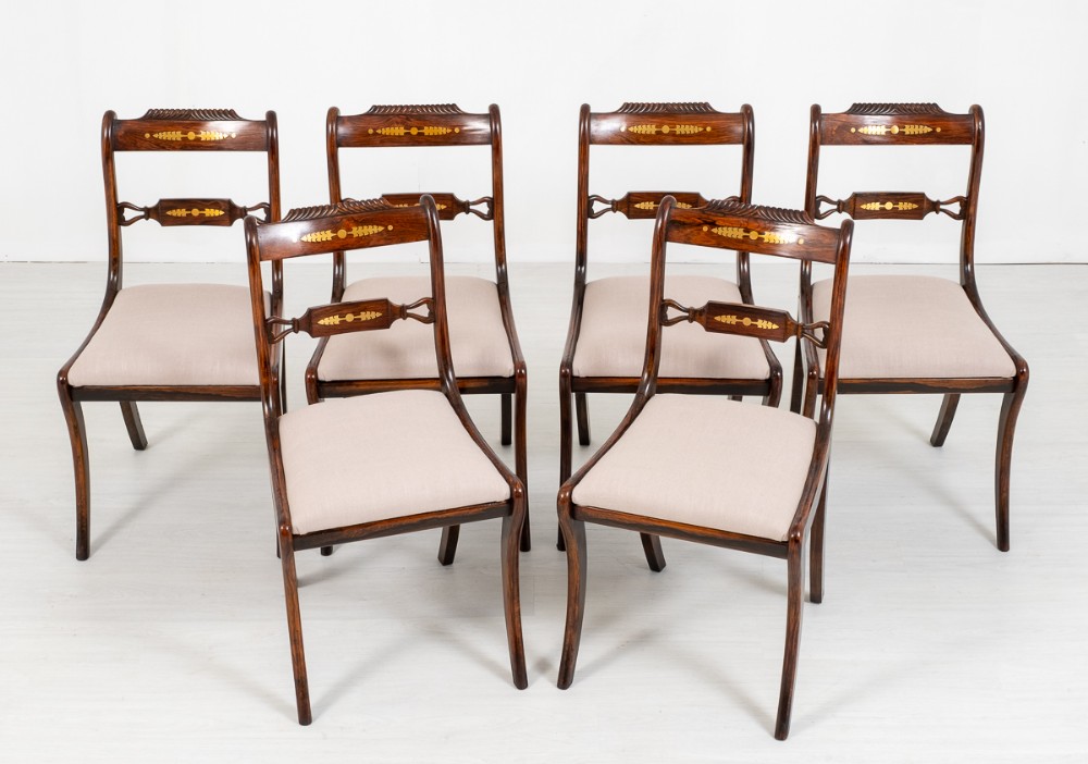 Set of 6 Regency Simulated Rosewood Dining Chairs