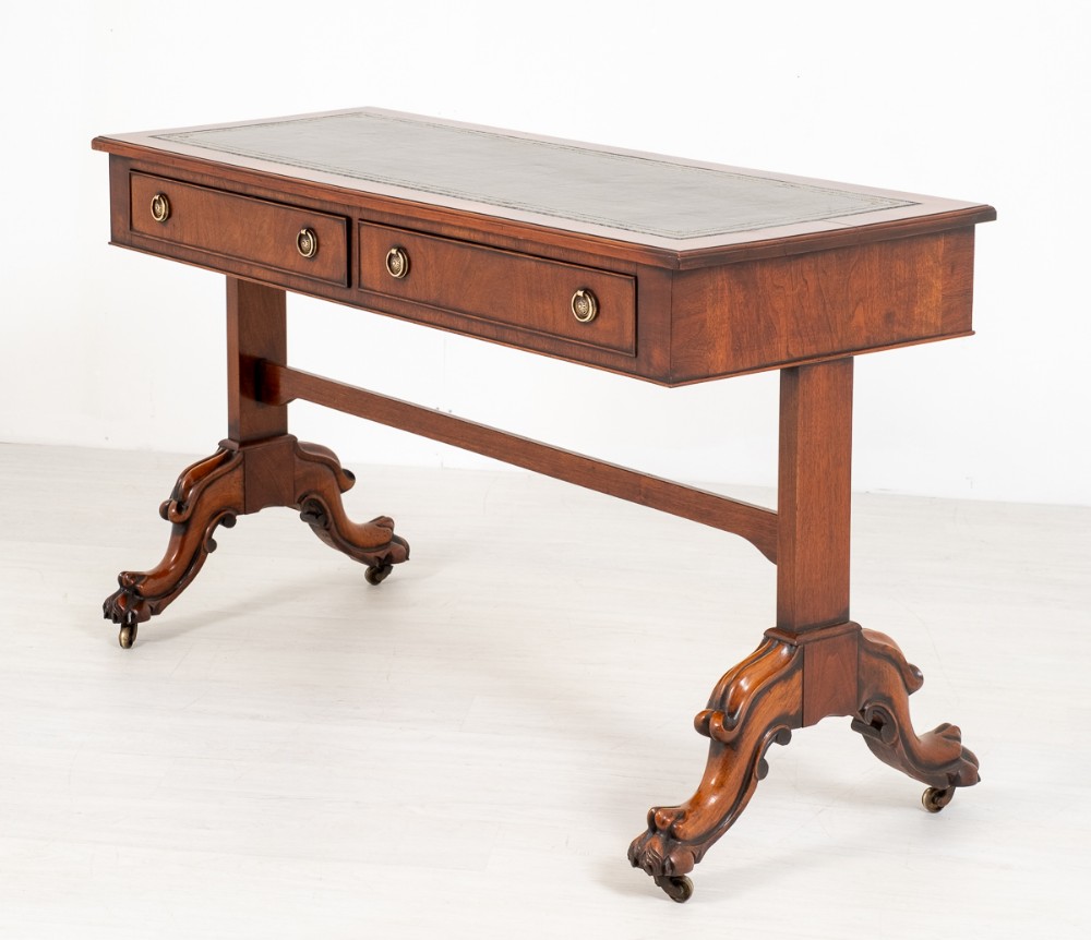 Early Victorian Mahogany 2 Drawer Library Table