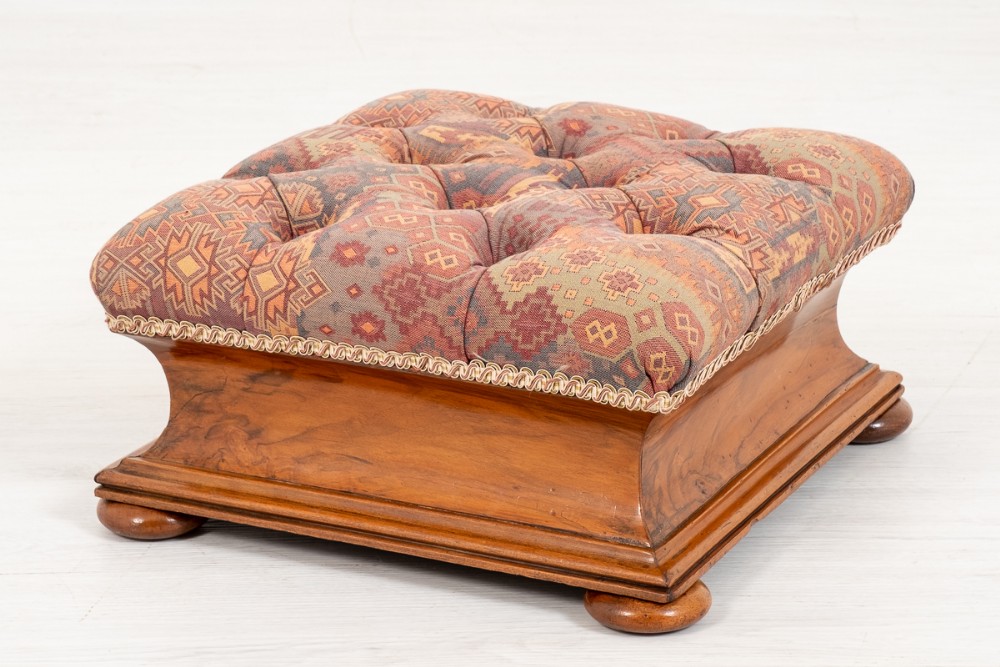 Elegant Victorian Walnut Footstool
