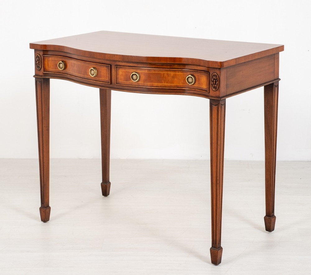 Mahogany 2 Drawer Serpentine Side Table