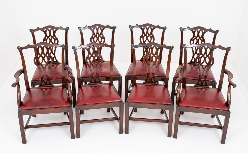 Set of 8 mahogany Chippendale Style Dining Chairs