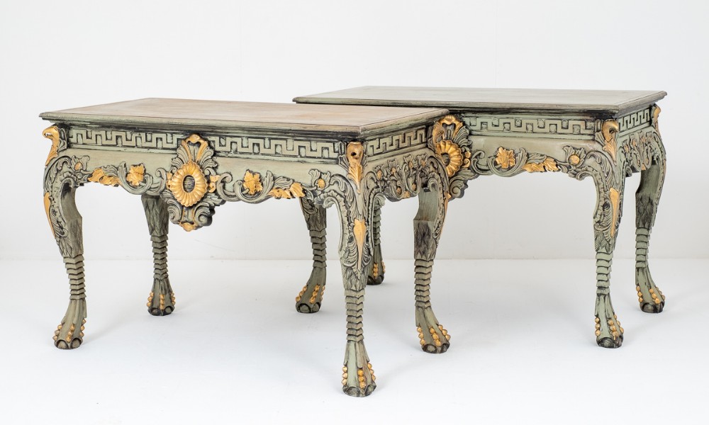 Superb Pair of Chippendale Style Console Tables