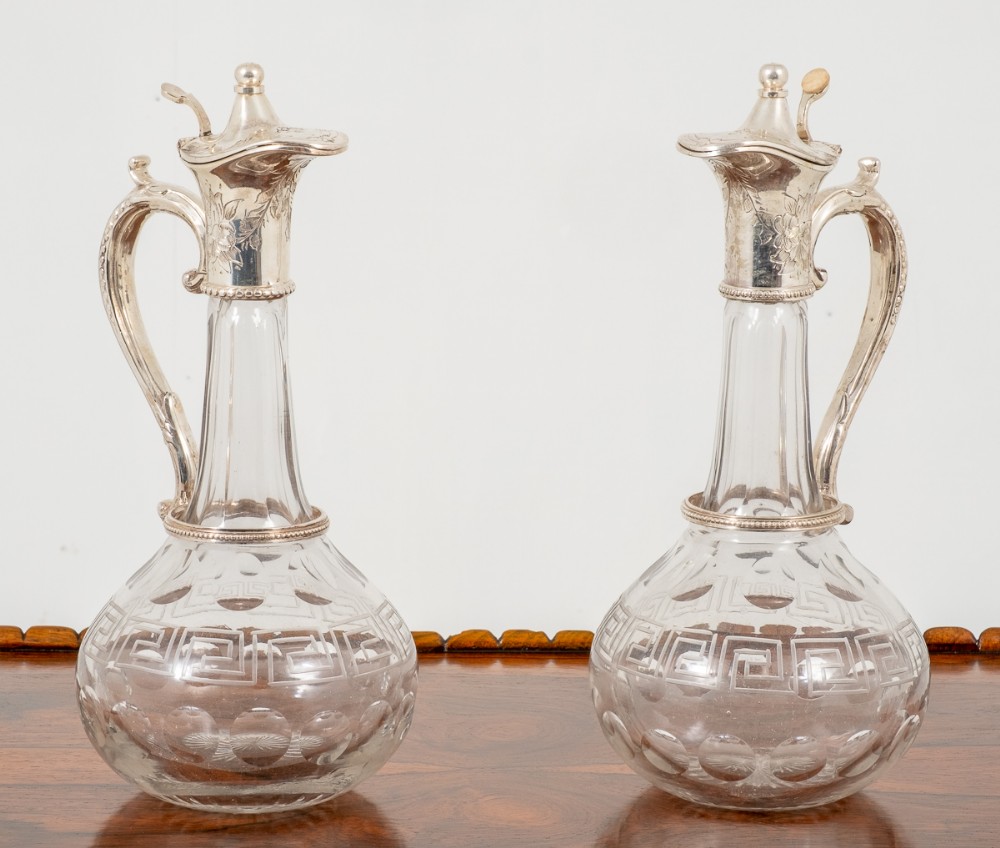 Pair of Victorian Cut Glass Claret Jugs