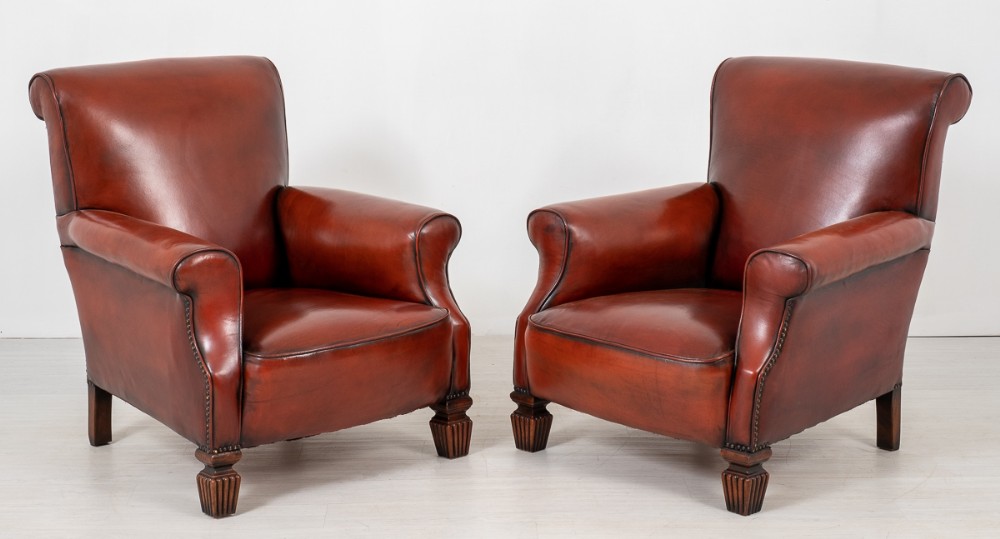 Pair Of Victorian Leather Club Chairs