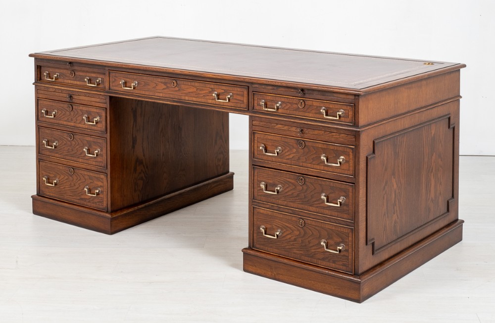 Large 2 Pedestal Oak Desk