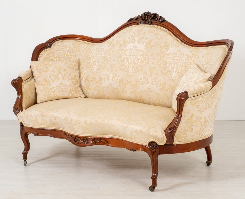 Victorian Mahogany Carved Settee