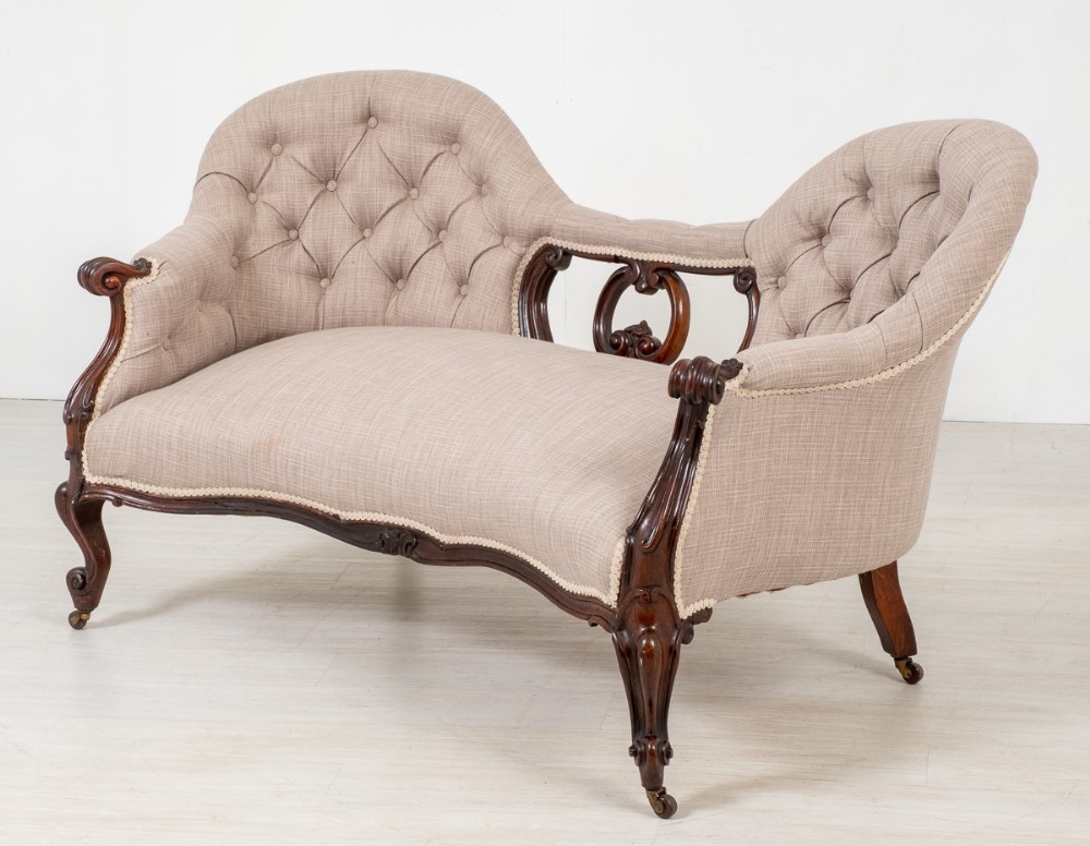 Victorian Rosewood Camel Back Settee