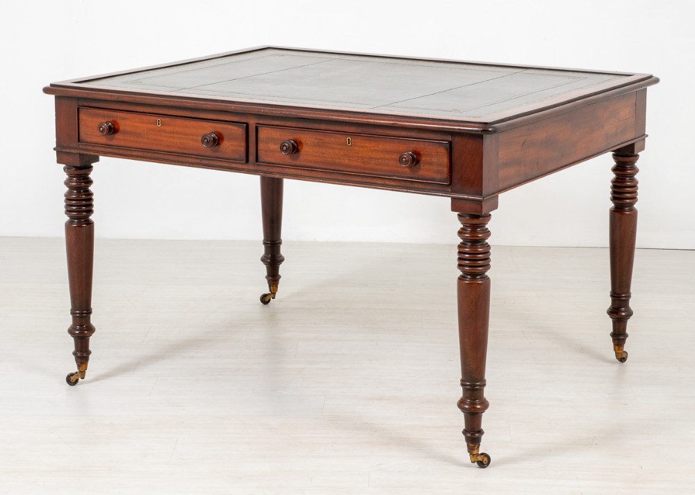 William IV Mahogany 2 Drawer Library Table