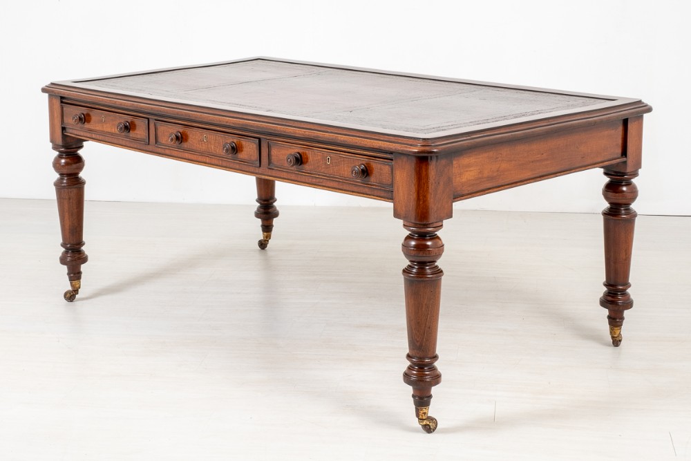 Victorian Mahogany 6 Drawer partners Library Table