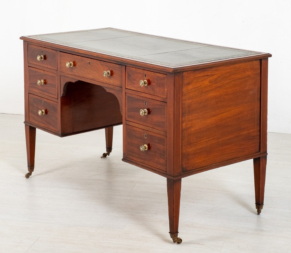 Mahogany Sheraton Revival Kneehole Writing Desk.