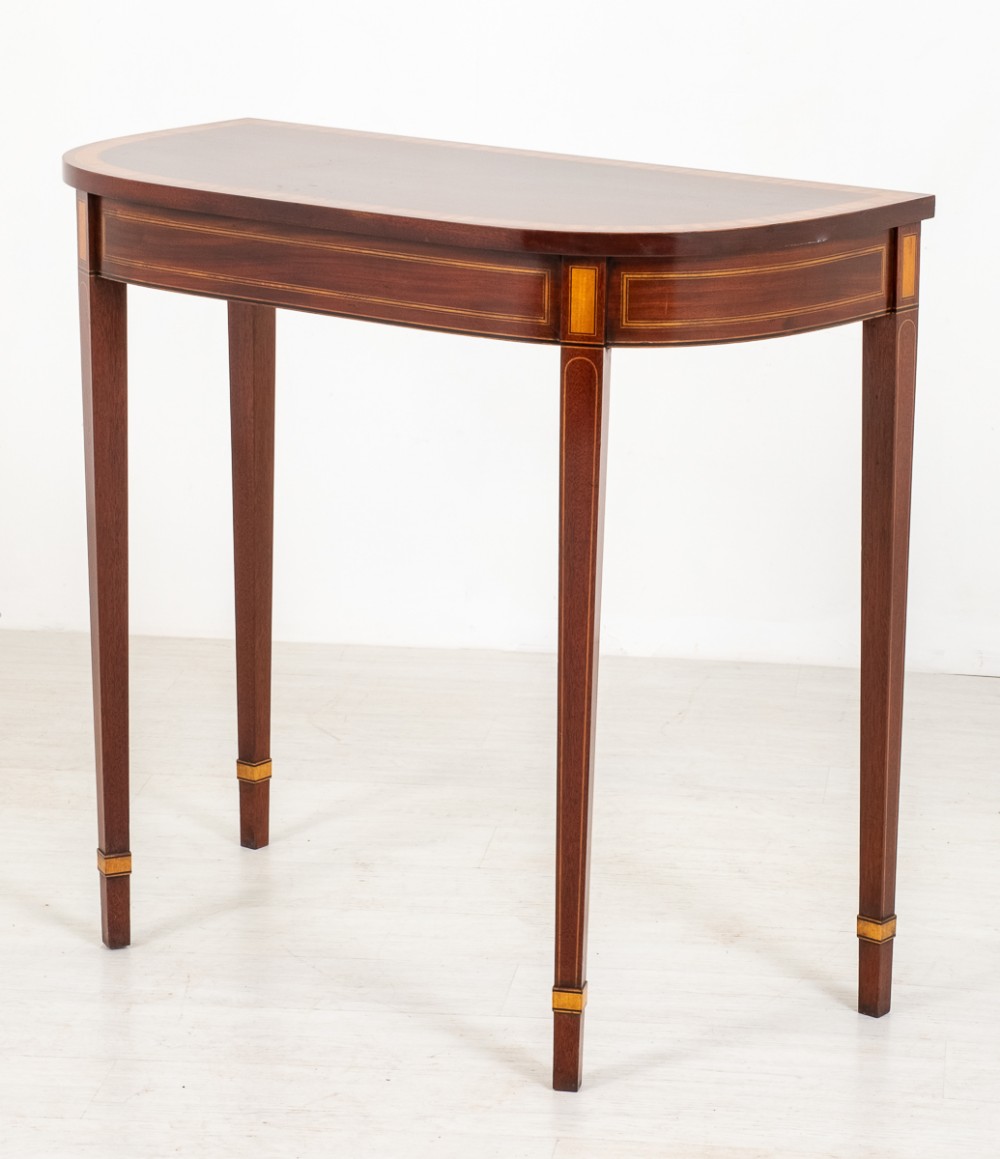Mahogany Hepplewhite Style Demi Lune Console Table