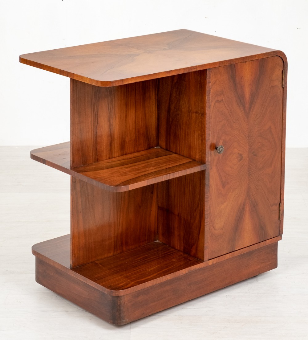 Art Deco Walnut Open Bookcase
