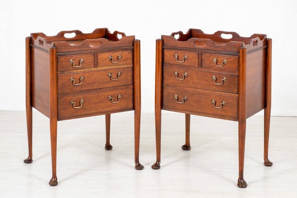 Pair of  Mahogany Queen Anne Style Bedside Cabinets