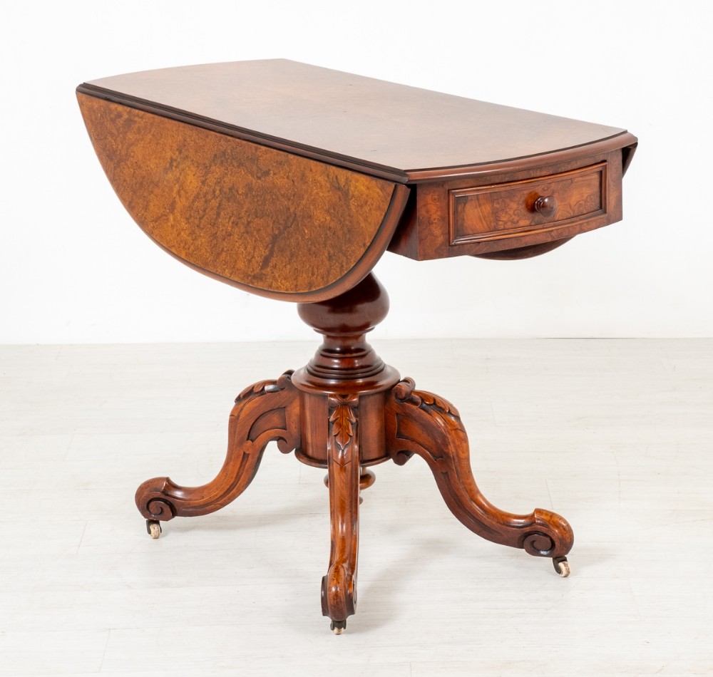 Very Unusual Victorian Burr Walnut Pembroke Table