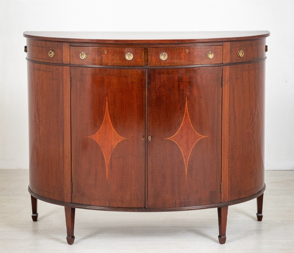 Mahogany Sheraton Revival Demi Lune Cabinet