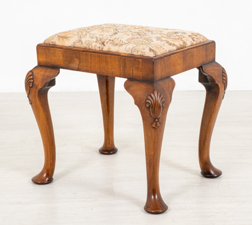 Pretty Walnut Queen Anne Style Stool