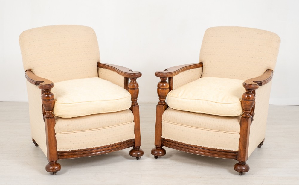 Pair of Oak Club Chairs