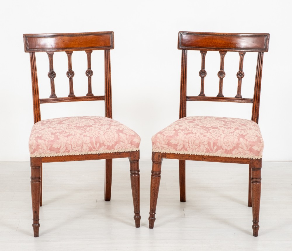 Pretty Pair Of Mahogany Regency Side Chairs