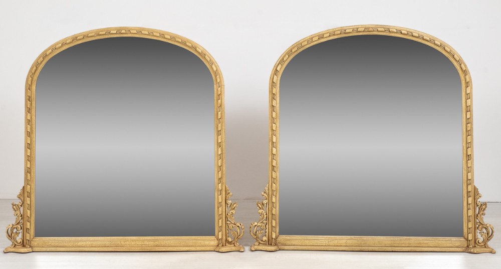 Pair of Victorian Carved Over Mantle Mirrors