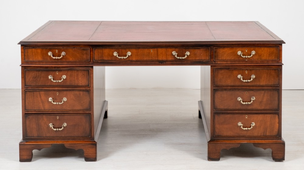 Mahogany Partners Desk with Georgian Influences.
