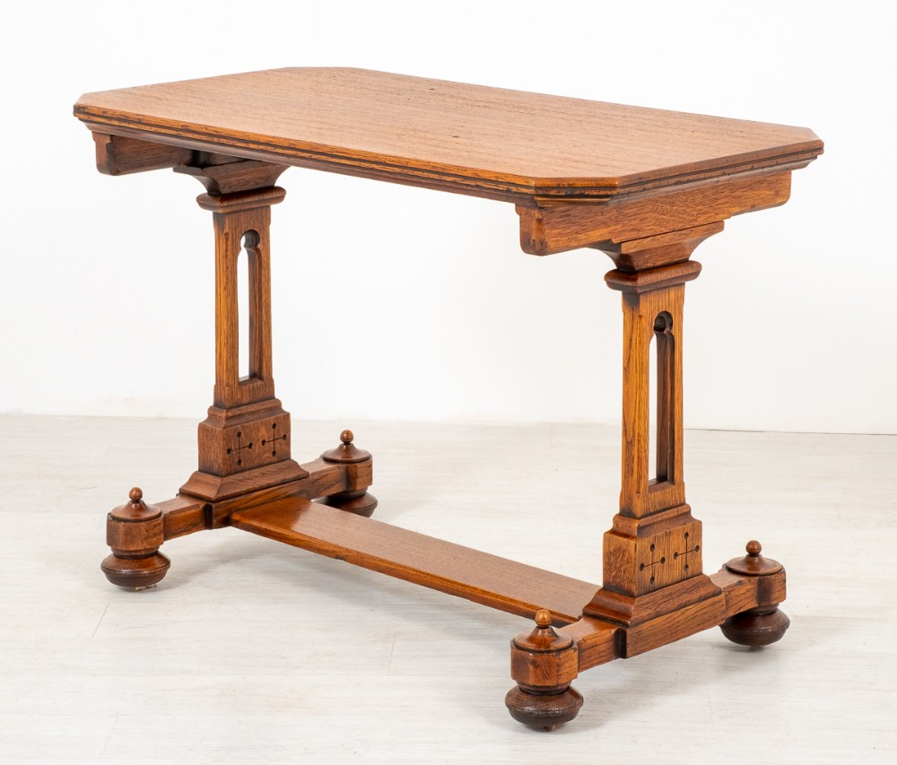 Victorian Oak Arts and Crafts Stretcher Table