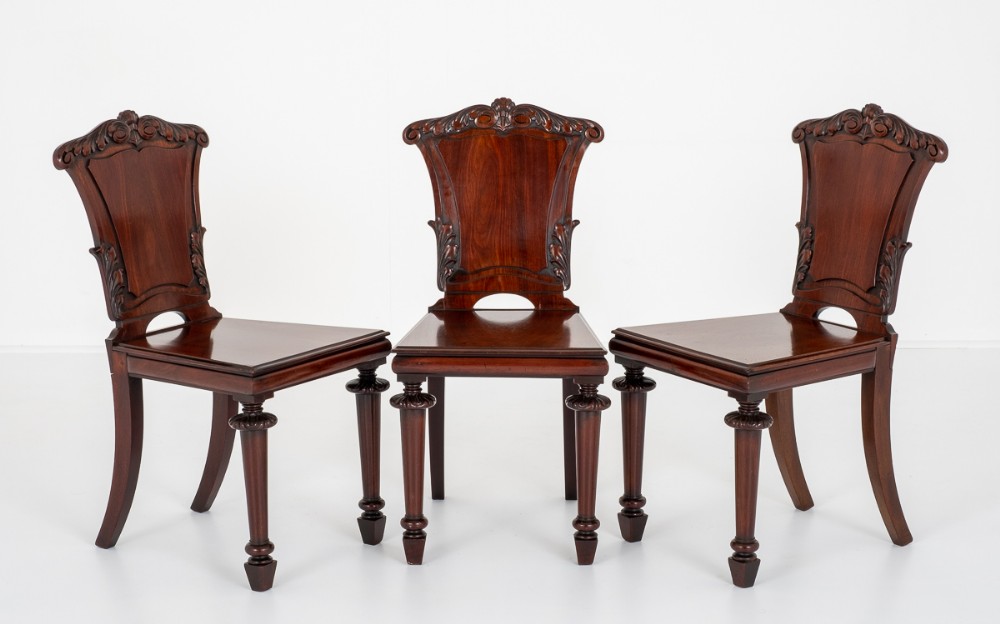 Set of 3 William IV Mahogany Hall Chairs