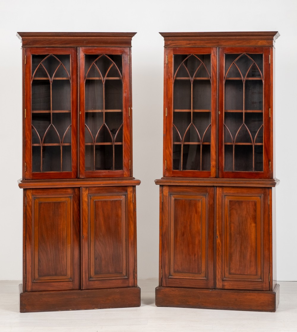 Matched Pair of Victorian Mahogany Glazed Bookcase