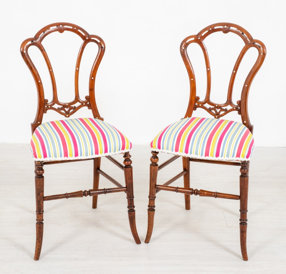 Pretty pair of Victorian Walnut Side Chairs