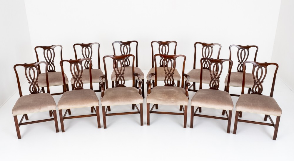 Good Set of 12 Mahogany Georgian Style Dining Chairs