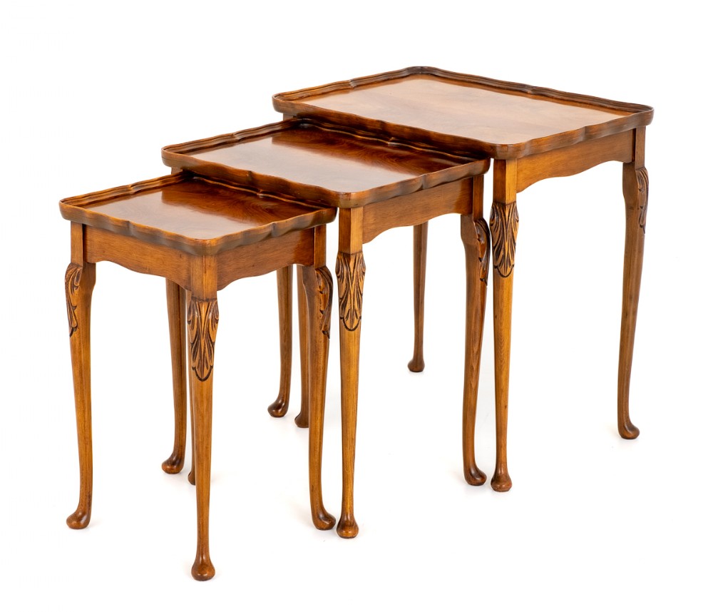 Walnut Nest of 3 Tables