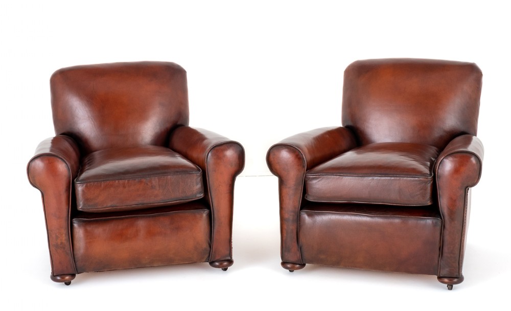 Pair of Art Deco Leather Club Chairs