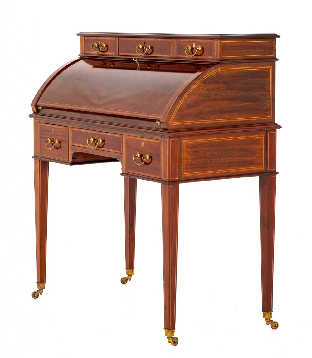 Mahogany Sheraton Revival Cylinder Desk