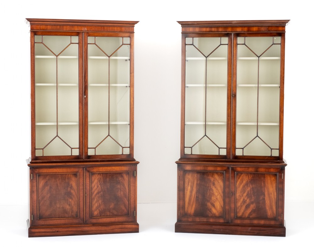 Pair of Mahogany Georgian Revival Library Bookcases