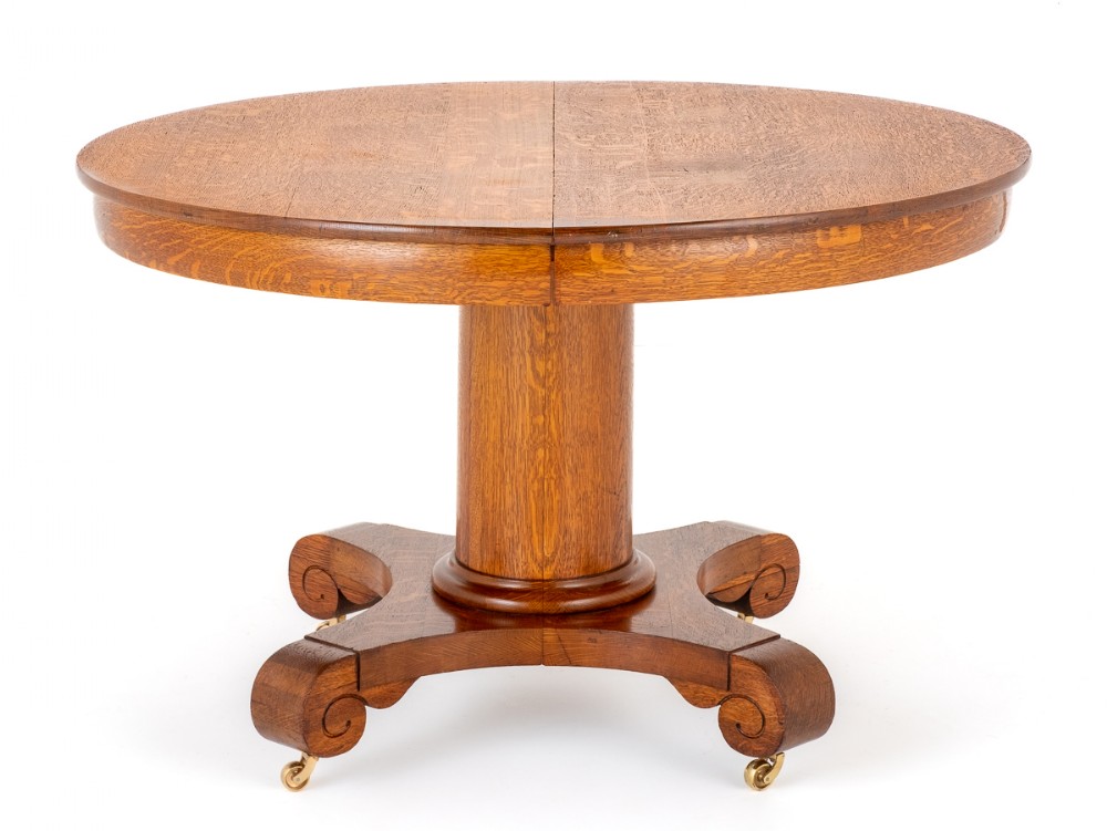 Victorian Blonde Oak Circular Extending Dining Table