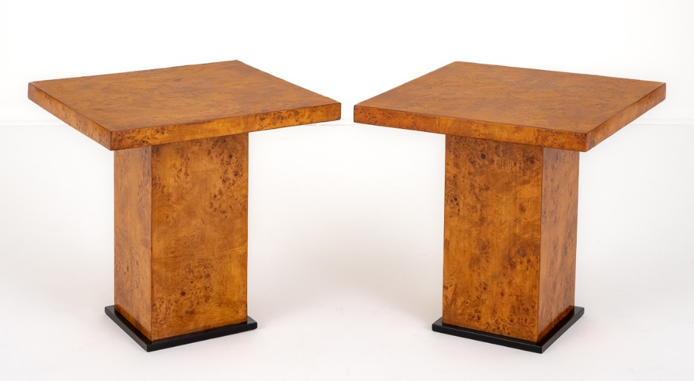 Pair of Art Deco Figured Birch End Tables