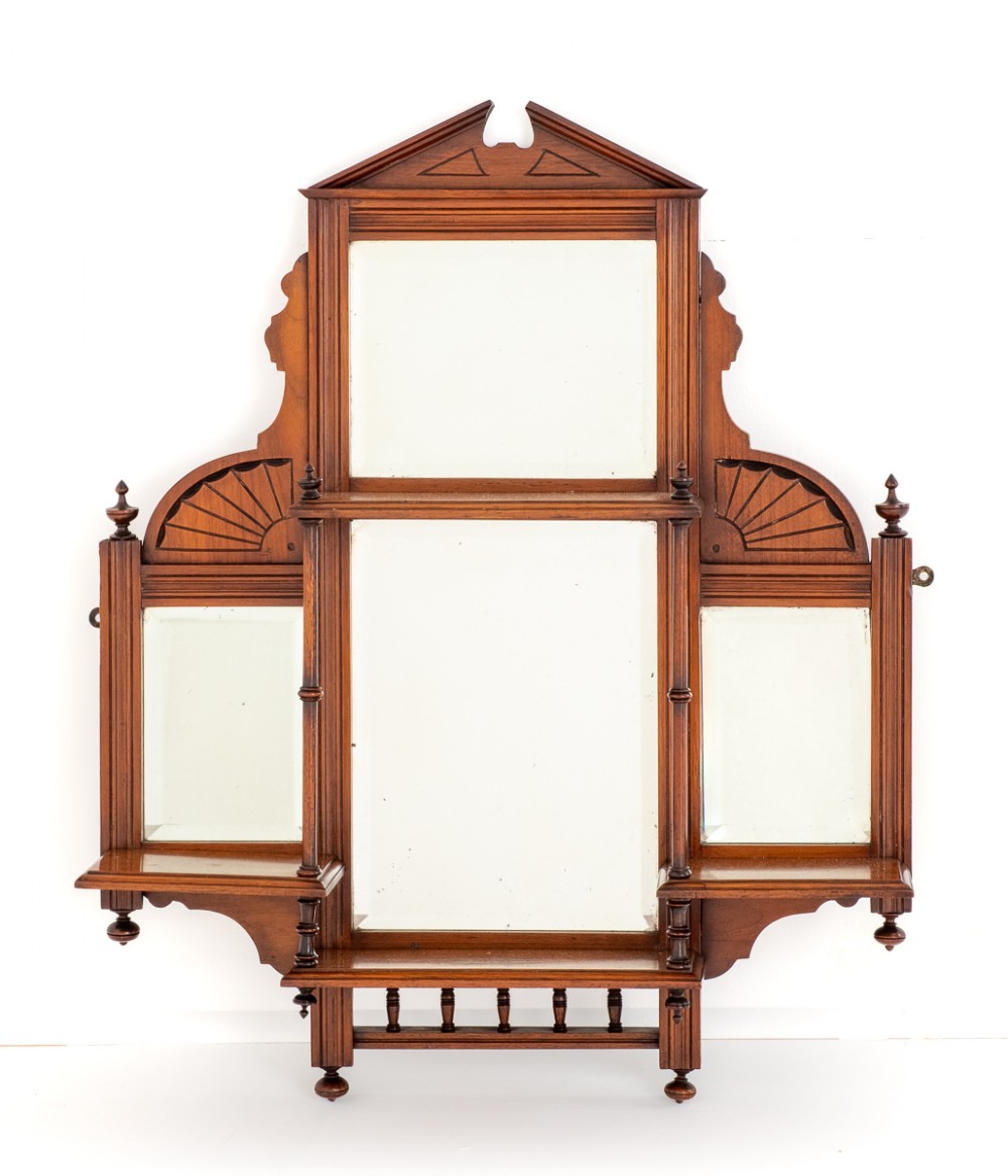 Late Victorian Walnut Over Mantle Mirror