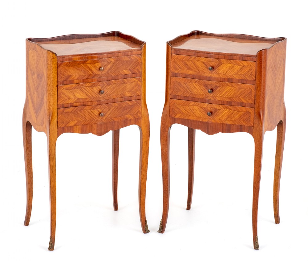 Pretty Pair of French Satinwood and Kingwood Bedside Cabinets