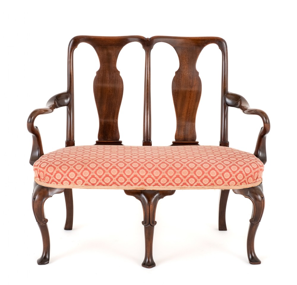 Mahogany Queen Anne Revival Settee