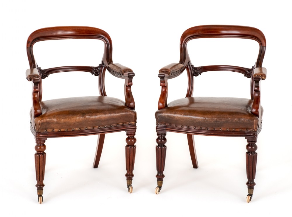 Good Pair of William IV Mahogany Desk Chairs