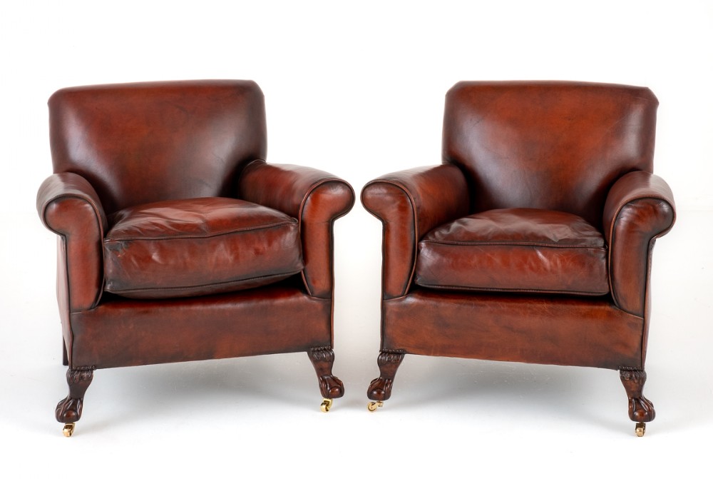 Good Pair of Leather Club Chairs.