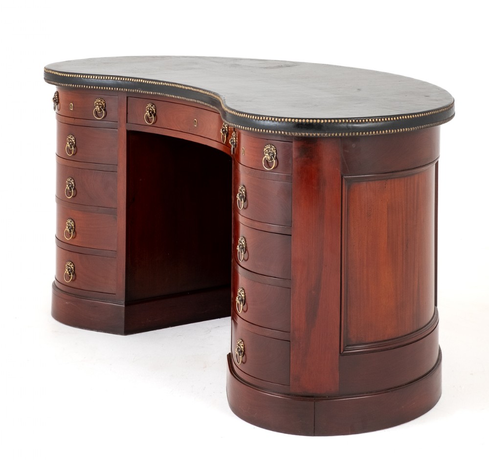 Regency Revival Mahogany Kidney Shaped Desk