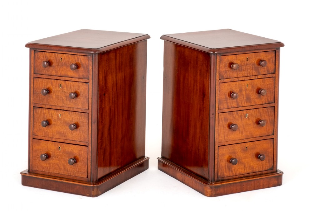 Pair of Victorian Mahogany 4 Drawer Bedside Chests