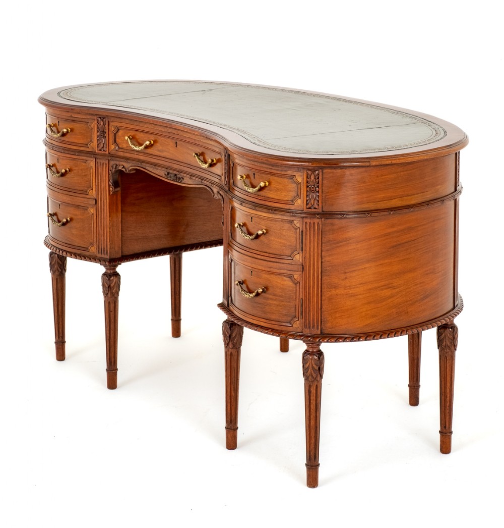 French Style Mahogany Kidney Shaped Writing Table