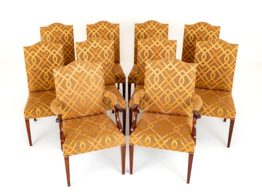 Set of 10 (8 + 2) Regency Style Mahogany Dining Chairs