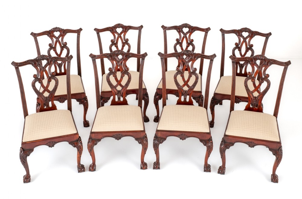 Set of 8 Mahogany Chippendale Style Dining Chairs