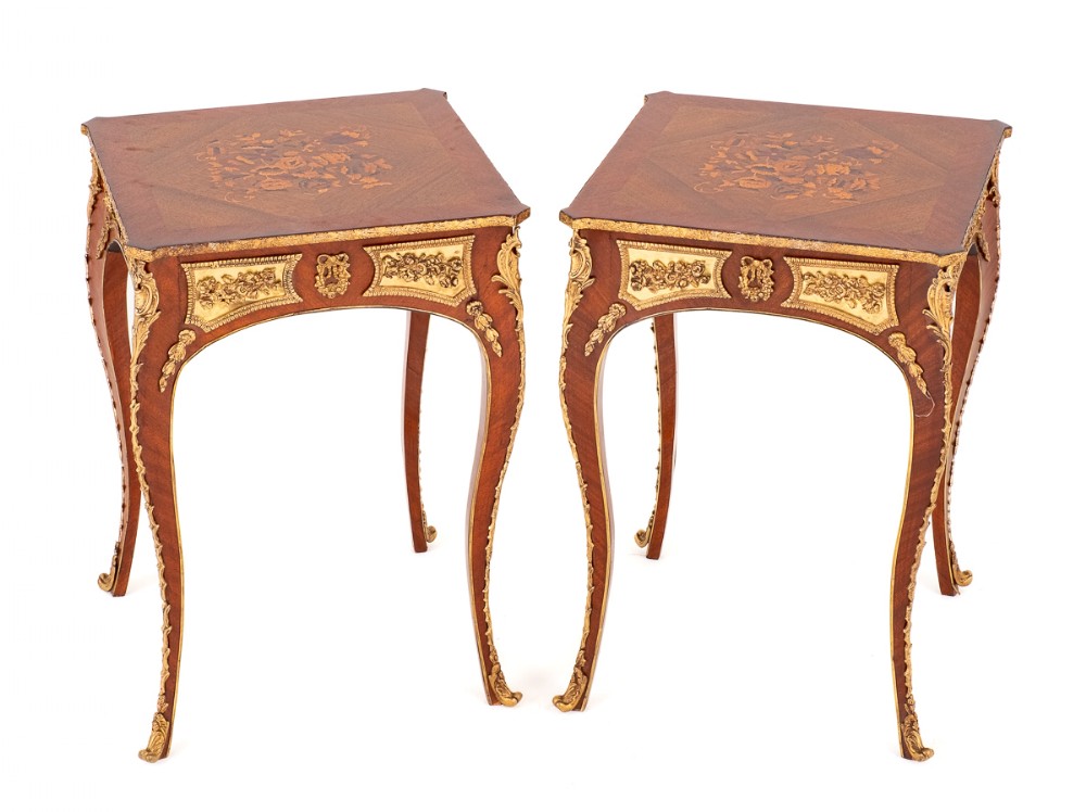 Impressive Pair of French Mahogany End Tables