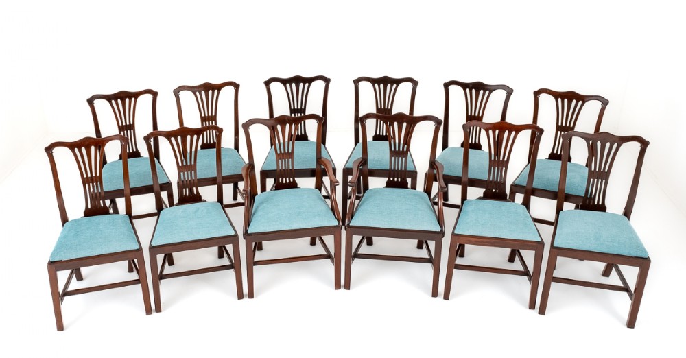 Set of 12 Mahogany Chippendale Style Dining Chairs