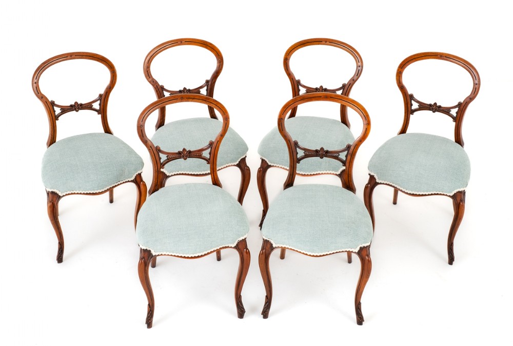 Set of 6 Walnut Victorian Dining Chairs